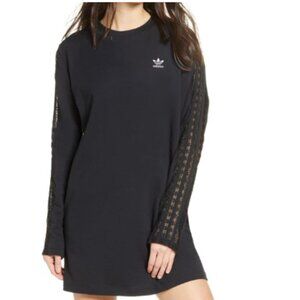 Adidas Black Cotton Dress with Lace Sleeves
